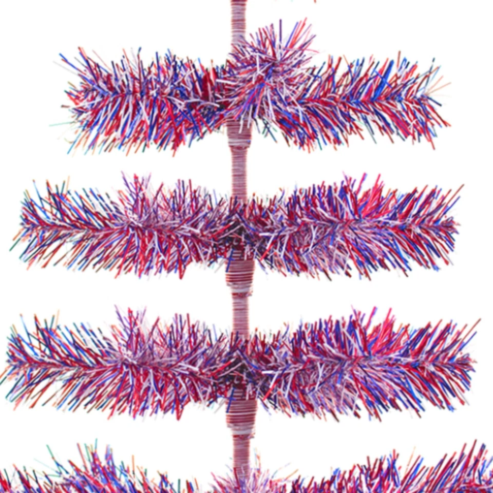 4th of July Tree 4FT Firework Tinsel Christmas Tree Red, White, & Blue 48in - Image 3 of 4