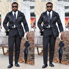 Black Men Safari Jackets With Belts Casual Four Pockets Sport Men Hunting Coats