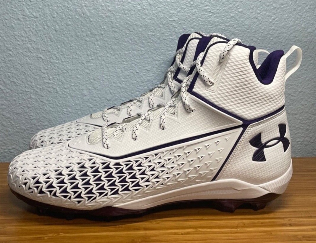 Under Armour Men’s Size 16 US Hammer MC White Purple Football Cleats 3022836-103 Under Armour Men main image 4