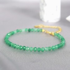 Emerald Green Crystal Gemstone Healing Protection Women Dainty Bracelet for her