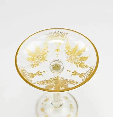 Josephinenhütte Anbietschale Tafelaufsatz Tazza Gravur Blumenkörbe Goldmalerei - Bild 1 von 4