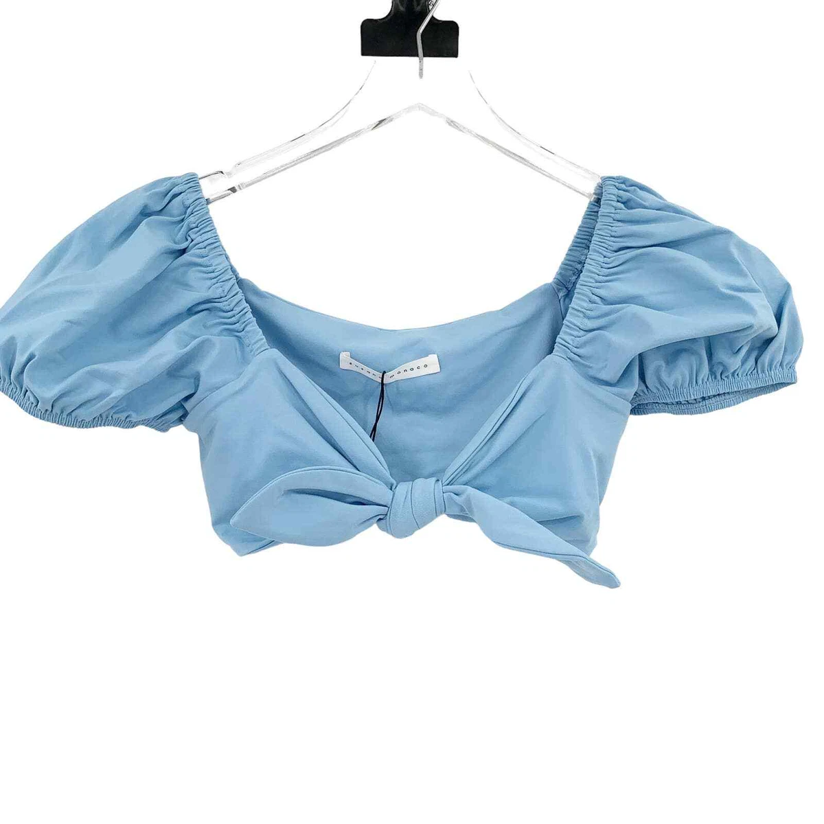 SUSANA MONACO Tie Front Crop Top Short Sleeve Size XS New Aquarius Blue |  eBay