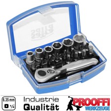 24-tlg Bits Satz Schraubendreher Box mit Profi Magnet Bithalter + 1/4" Ratsche