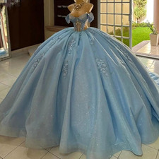 Sky Blue Quinceanera Dresses Sweet 15 16 Glitter Vestidos De XV A os Ball Gowns