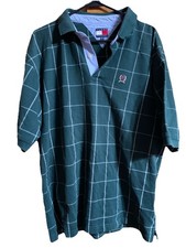 Vintage Tommy Hilfiger Green Grid Polo XXL Collar