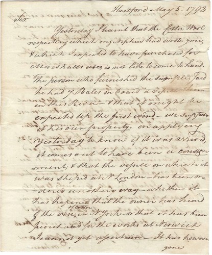 Hartford Mills Supplied Suits For Washington, Adams Unable To Locate Cotton