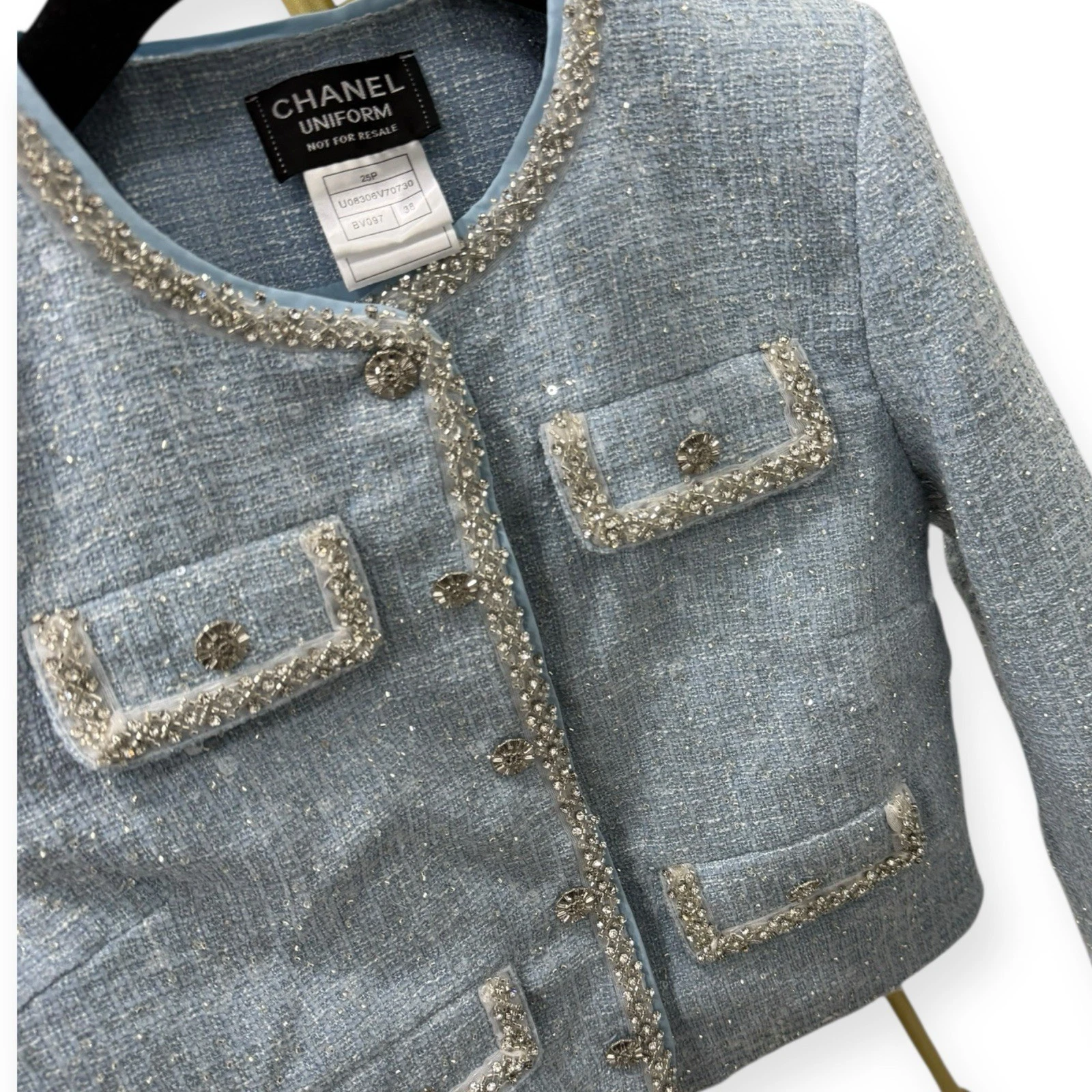 Giacca cappotto CHANEL blu Bling taglia 38