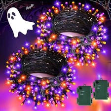 Halloween Lights Outdoor, Total 10M 100LED Orange and Purple Fairy Light,