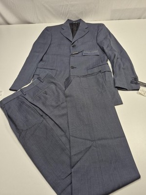 Roberto Zanieri Suit Mens 36R Blue Wool Solid Super 100s 2 Piece 30x36 Italy NWT