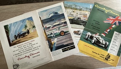 Vier Original 1959/60 s COVENTRY CLIMAX Grand Prix Racing Engines Print Adverts 