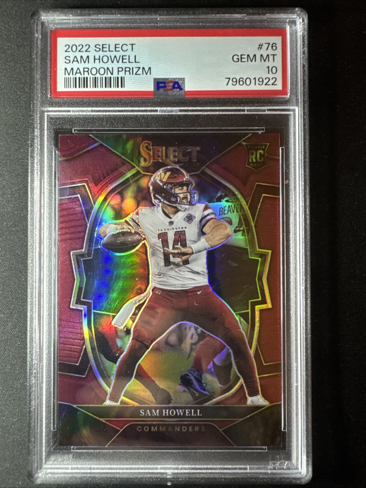 2022 Panini Select Sam Howell Concourse Rookie Maroon Prizm /149 PSA 10 RC