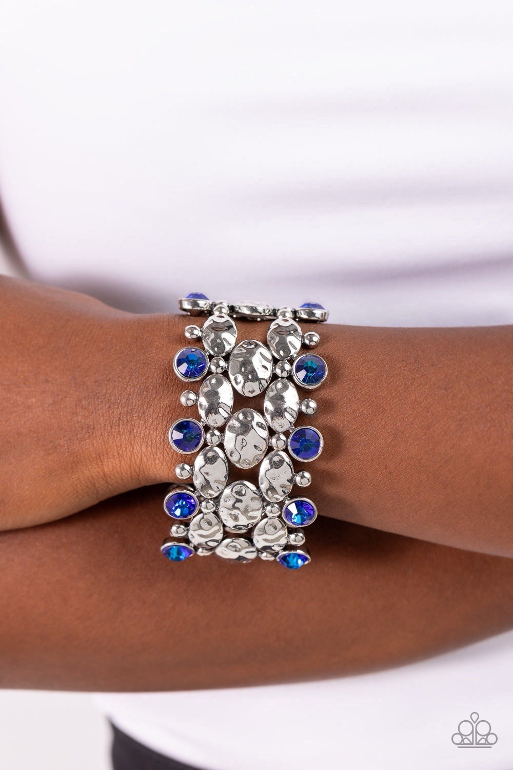 New Paparazzi Jewelry-Hammered Headliner Bracelet-Blue