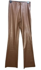NWT FOREVER 21 Brown Faux Leather Pants Medium Elastic Waistband Zipper Side