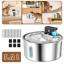 3.2L Edelstahl Trinkbrunnen Katzenbrunnen für Katze Leise Trinkbrunnen