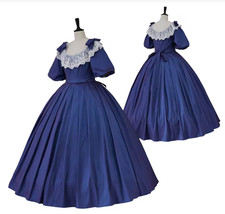 Victorian Civil War Wedding Dress Blue Ball Gown Victorian Blue Bridal Gowns
