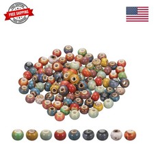 100 Pcs Porcelain Beads, 6 mm Round Ceramic Handmade Spacer Loose Beads for B...