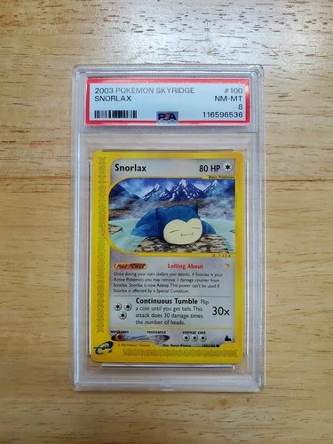 Pokemon PSA 8 NM/MINT 2003 Snorlax 100/144 Skyridge Rare Card
