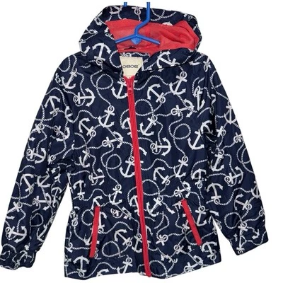 Cherokee Kids Nautical Anchor Rain Jacket Blue White Youth Size XS - Image 1 of 4
