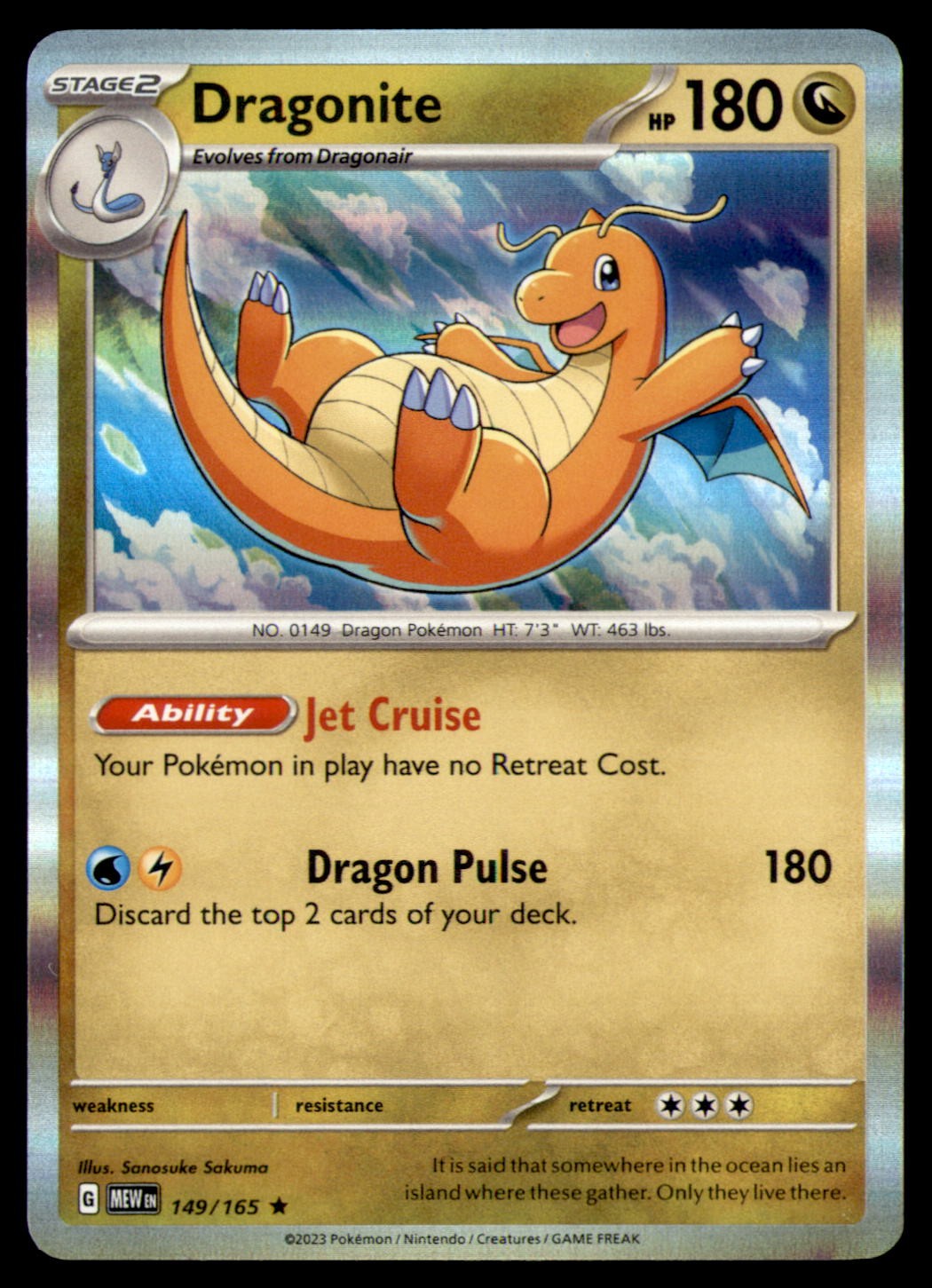 Dragonite 149/165 Rare 151 Pokemon Near Mint