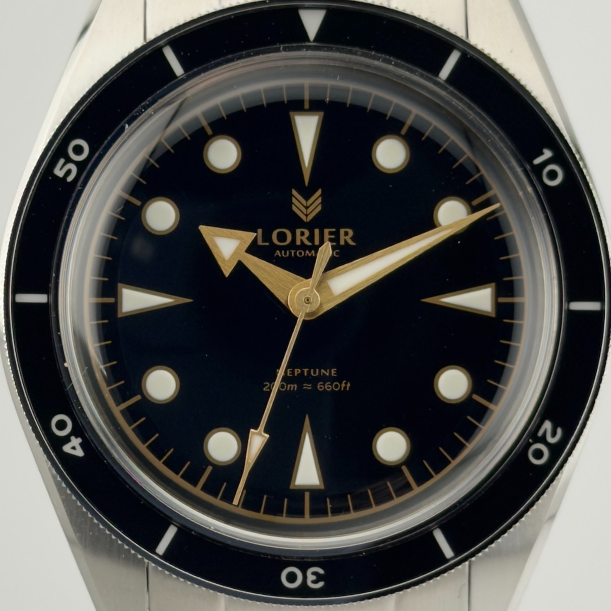 Lorier Neptune Series IV Black Gilt 39mm No-Date Automatic Diver 