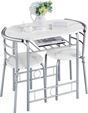 3 Piece Modern Dining Table Set Kitchen Table and Chairs Set for 2 Space Saving
