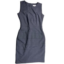 Calvin Klein Sheath Dress Womens 2 Gray Sleeveless Career Office Midi