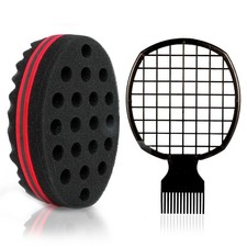 2 Pcs Afro Twist Set: Upgrade Hair Sponge and Comb for Men/Women Curls, Barbe...
