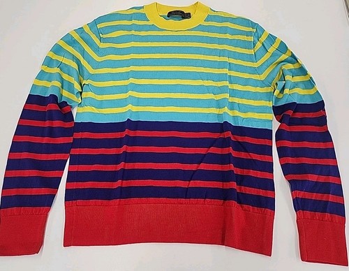 GFore Womens Dual Stripe Crew Neck Sweater S Fiji $195 Merino Wool G ...