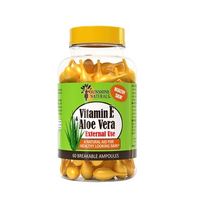 Sunshine Naturals Vitamin E and Aloe Vera Moisturizer. For Dry Skin. 60 Vials