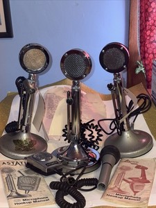 PREVIOUSLY WORKING ASTATIC MICROPHONES LOT OF 5 NOT RECENTLY TESTED- SOLD AS IS!