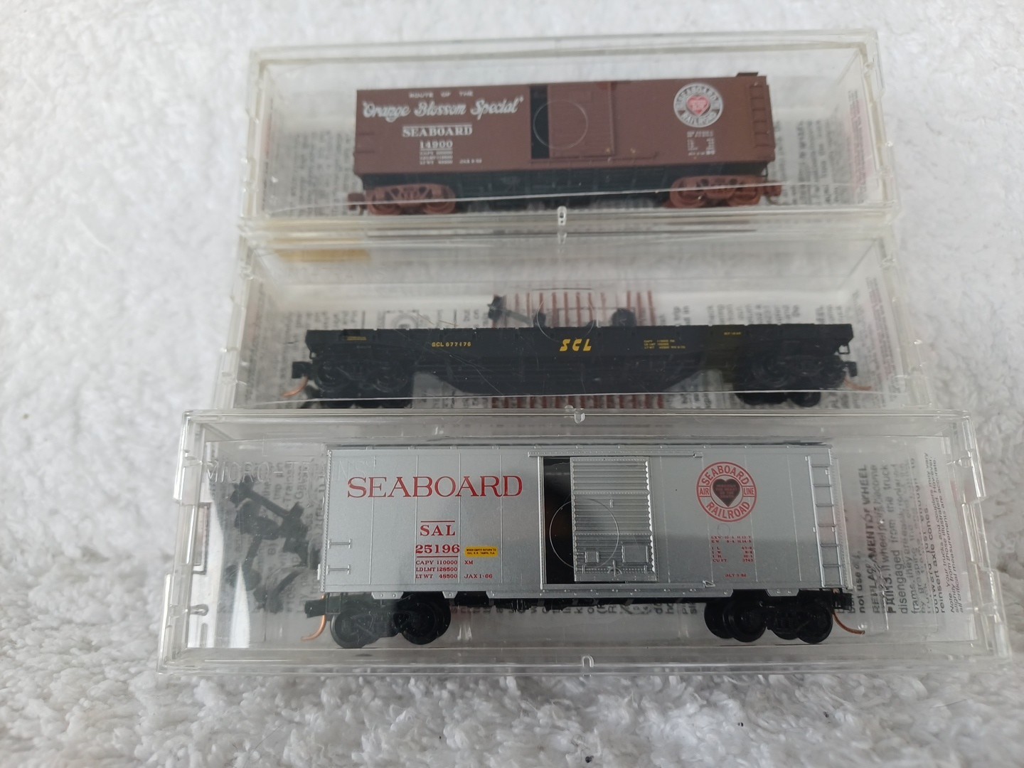 Micro Trains MTL N Gauge Rake Of Three Different Seaboard Air Coast Line Wagons