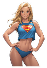 3154 Supergirl Sticker, Made In USA, Laminated, Waifu, Blonde, Pajamas