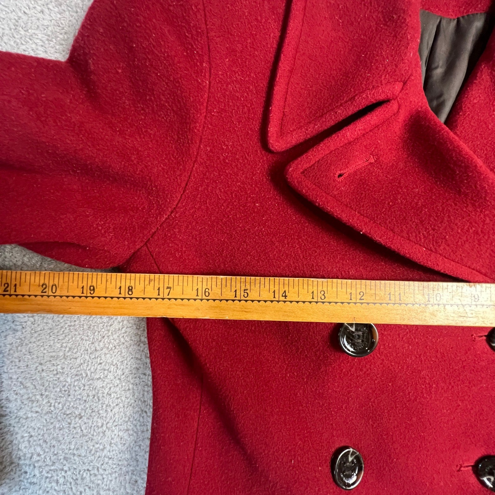 Calvin Klein Pea Coat Women's Size 4 Red Wool Cashmere Blend Double Breasted thumbnail 4