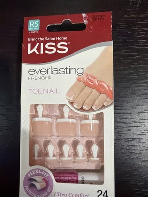 NEW Kiss Everlasting French Toenails Pedicure Real Short #EFT01 24 nails (A-182)