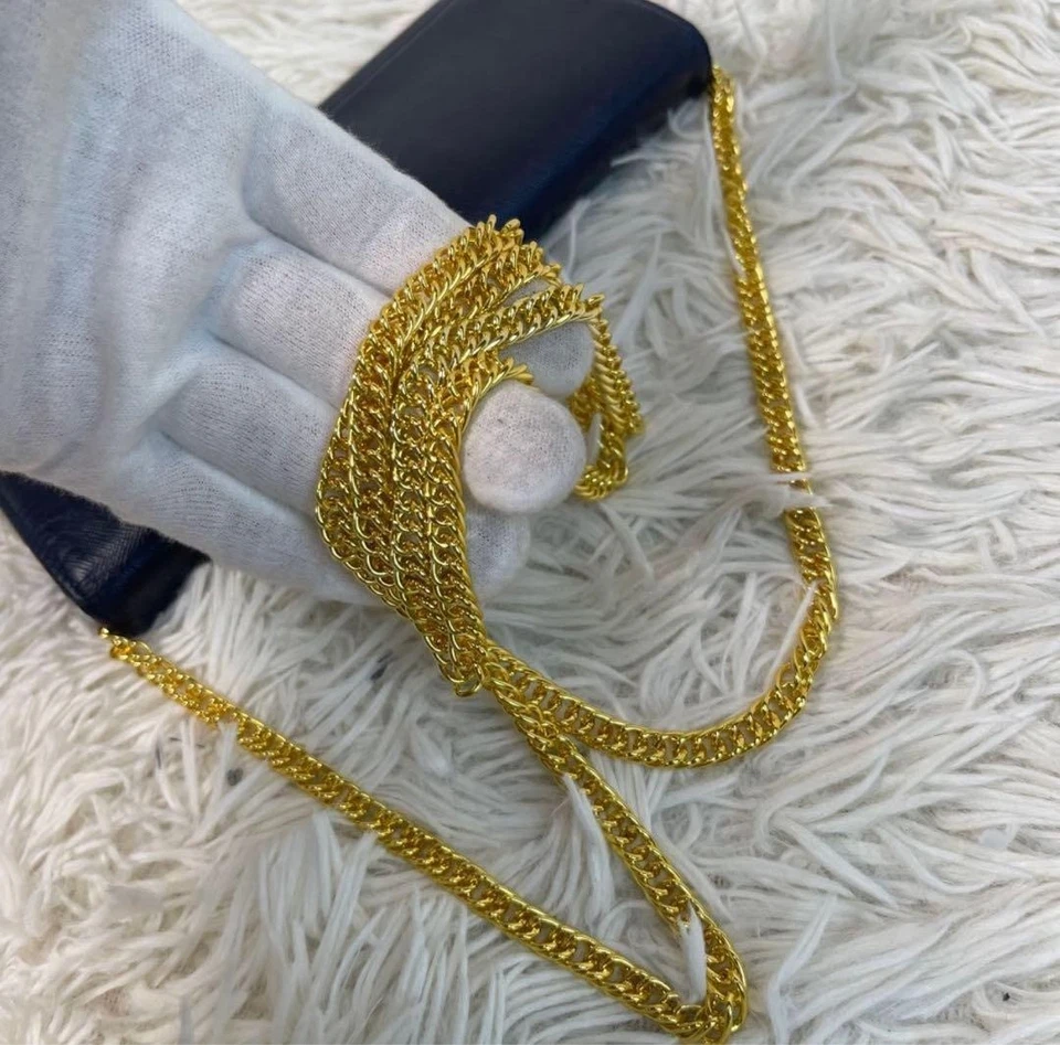 PRADA Logo Chain Shoulder Bag Long Wallet Saffiano Leather Navy Authentic - Image 4 of 4