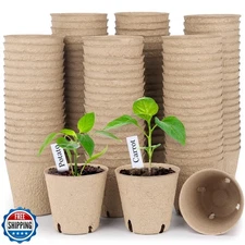homenote Peat Pots, 120 Pcs 3.15 Inch Seed Starting Pots with Dra
