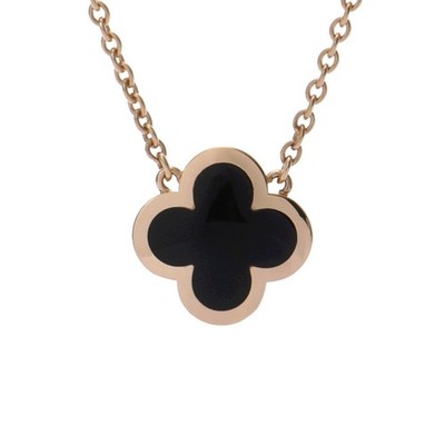 Van Cleef & Arpels Unisex Halskette K18 Gelbgold YG Onyx Pure Alhambra Nec...