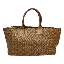 Bottega Veneta Brown Gold Intrecciato Tote Handbag 183658 VAC01 6205 NQ09346