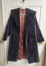 Vtg 60s Plush Faux Fur Dark Gray Parisian Glamour Swing Coat Women's Sz S Read