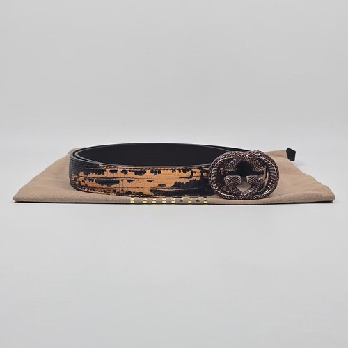 Gucci Double G Rejard Print Belt (80) 123200040
