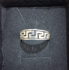 Nice Vintage Sterling Silver Filigree Greek Key Band Ring 925