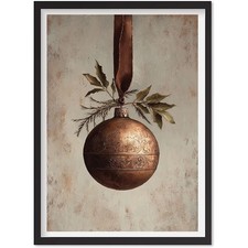Vintage Christmas Ornament Wall Art, Holiday Decor Rustic Christmas Poster