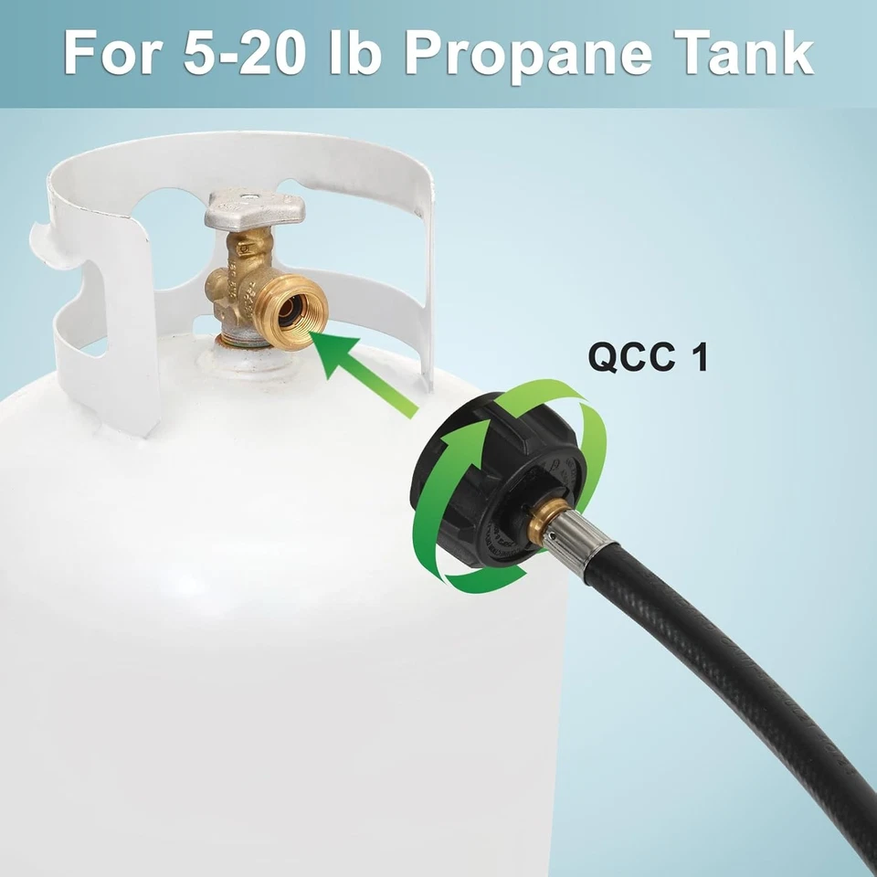 6FT Propane Adapter Hose LP Tank 1lb to 20lb Converter For QCC1 Type1 Gas Grill - Image 4 of 4
