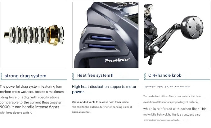 Shimano 20 Force Master 9000 Electric Reel English Display Right