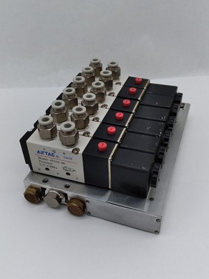 Airtac 4V210-08 Solenoid 6-Valve Assembly W/Coils and Manifold Base