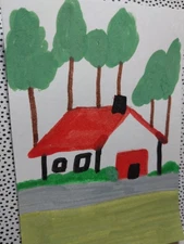 GAT MODERN ORIGINAL █PAINTING█ Farm House Landscape █IMPRESSIONIST█ 16x20