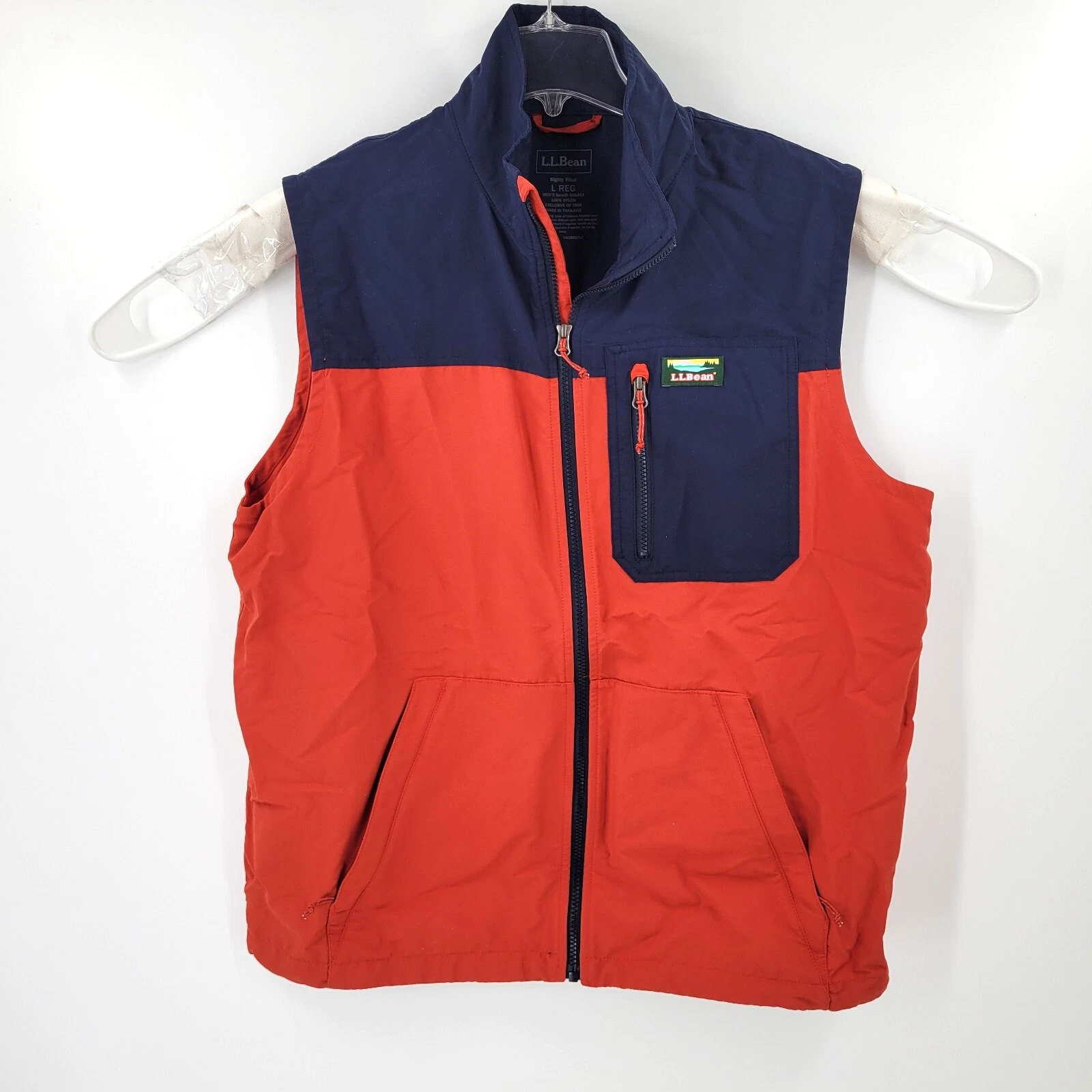 LL Bean Mountain Classic Vest Colorblock Men’s Large Nylon Unlined Full Zip