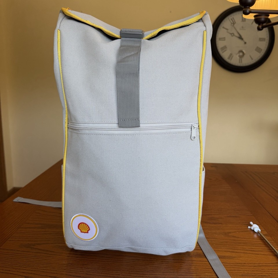 Vintage Shell Logo Gas Station Roll Top Backpack Promotional Unique ...