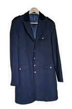 ZARA Man Navy Military Style Long Coat Velvet Collar Men’s EU L