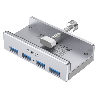 USB Hub 4 Port Clip Typ 3.0 Super Speed 5 Gbps Aluminium für Monitor Tisch
